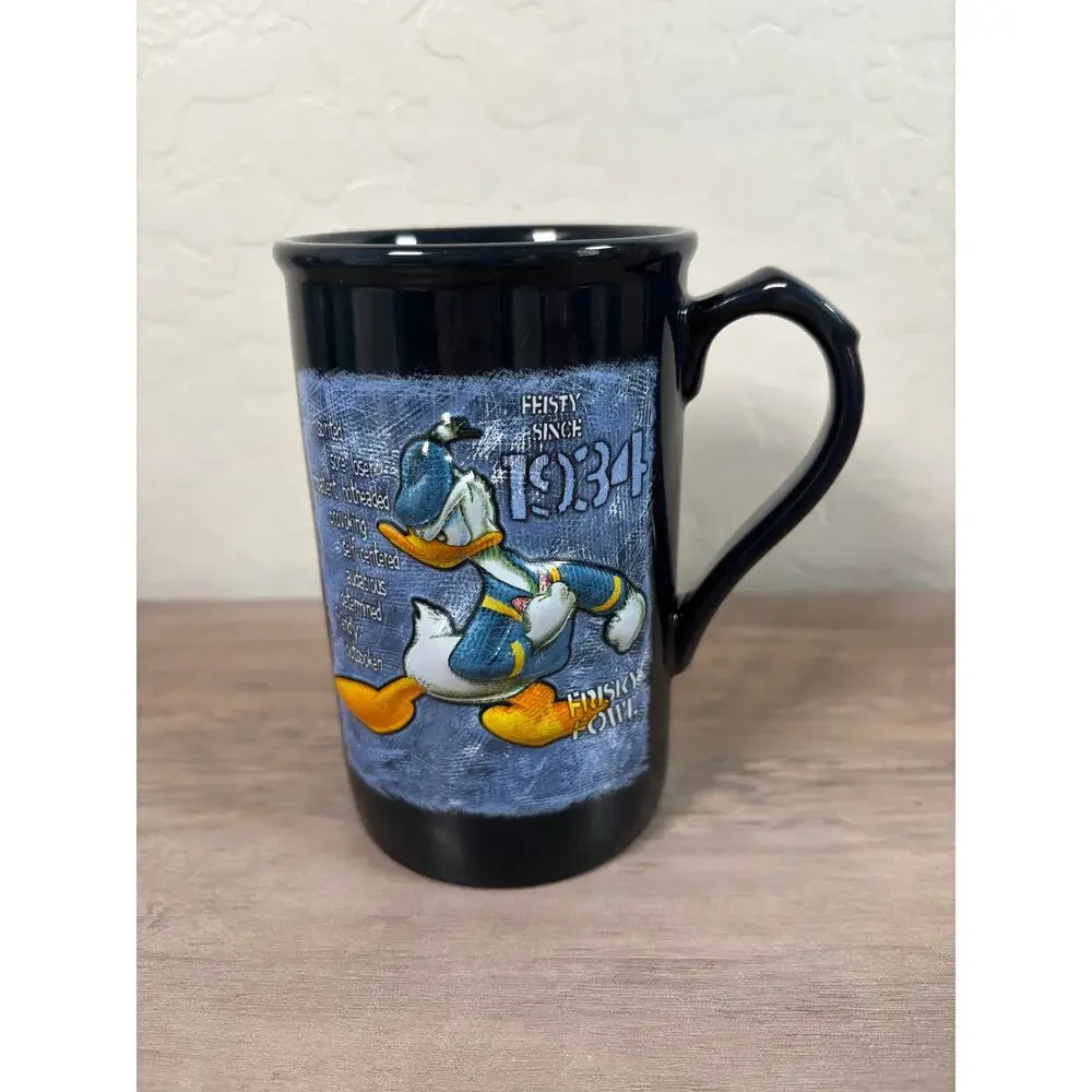 Disney DONALD DUCK BLUE Ceramic MUG 3D Frisky‎ Fowl Feisty Since 1934 Embossed